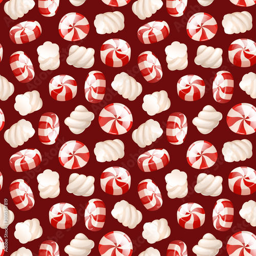 Seamless pattern, with a candy and marshmallows