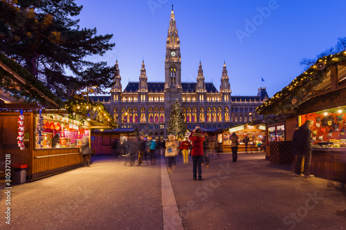 Christmas Market near City Hall in Vienna Austria © Nikolai Sorokin