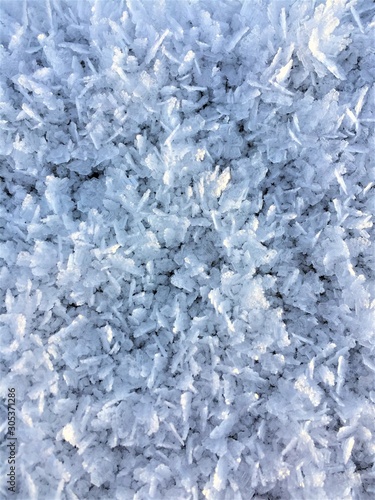 The surface is covered with ice crystals in the open air for the background