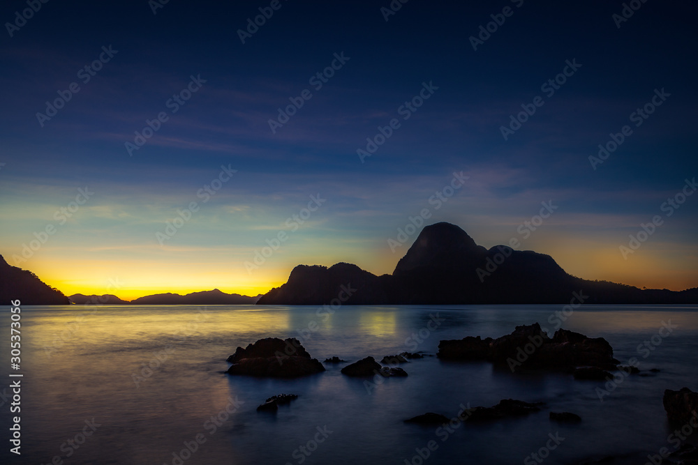 Night covering a lagoon, Bacuit Archipelago