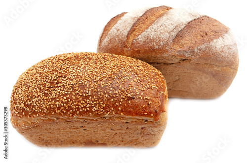 Fresh rosy bread isolated on a white background