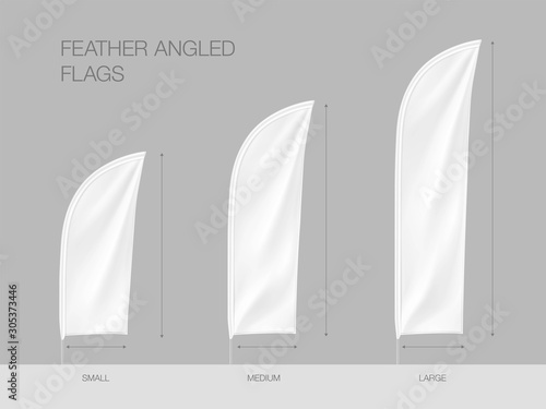 Empty feather banner flag mockup. Vector illustration on white background. Ready for your design. EPS10.	
