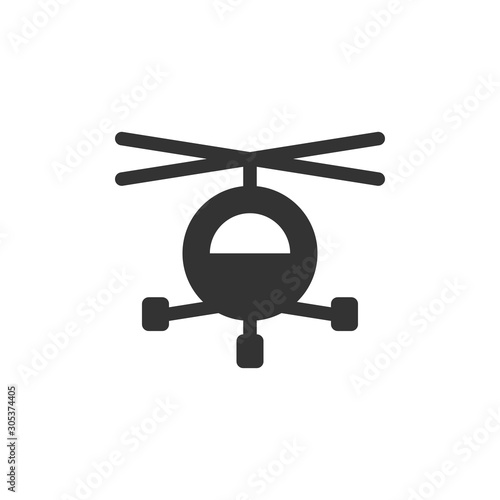Helicopter front view vector glyph style icon. Marking of public transport stops.