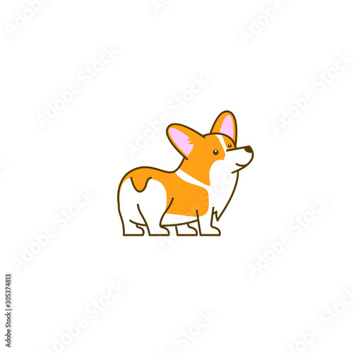 cute corgi dog logo icon design vector illustration