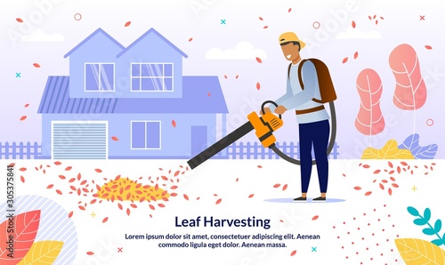 Leaf Removal Service Flat Vector Promotion Banner