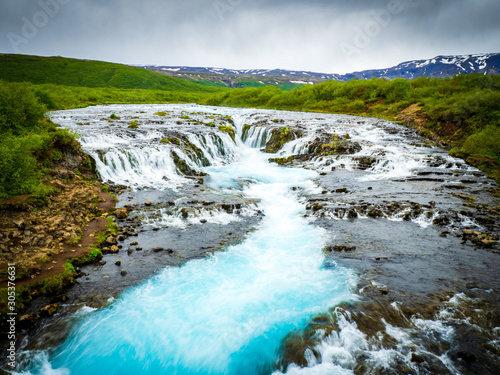 Fototapeta Naklejka Na Ścianę i Meble -  Blue Bruarfoss waterfalls in iceland