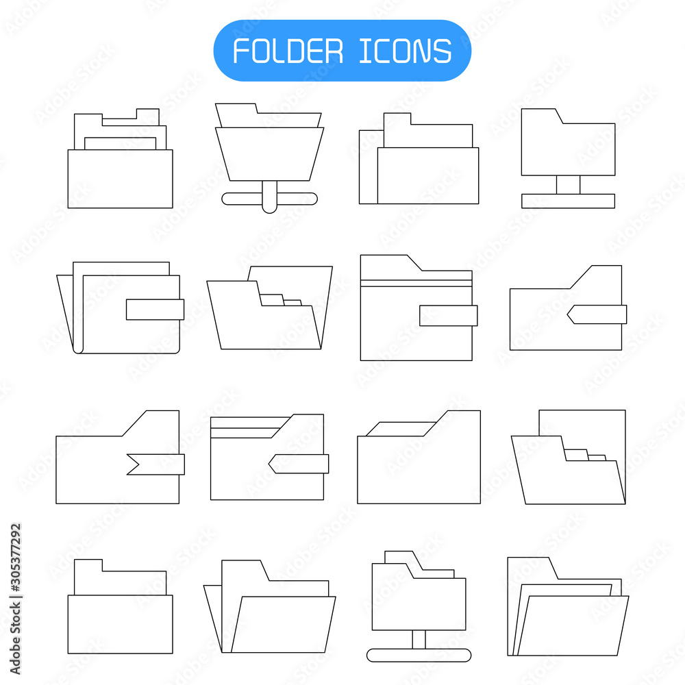 folder and archive icons set thin line vector folder and archive icons set thin line vector