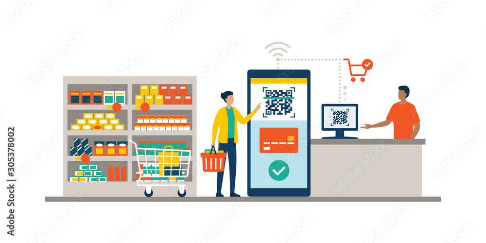 Mobile payment at the supermarket Mobile payment at the supermarket