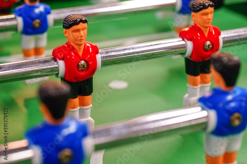 Close-up of table football soccer game