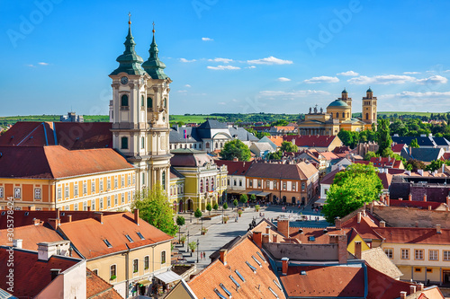 Panoramic view to the old town of Eger, Hungury photo