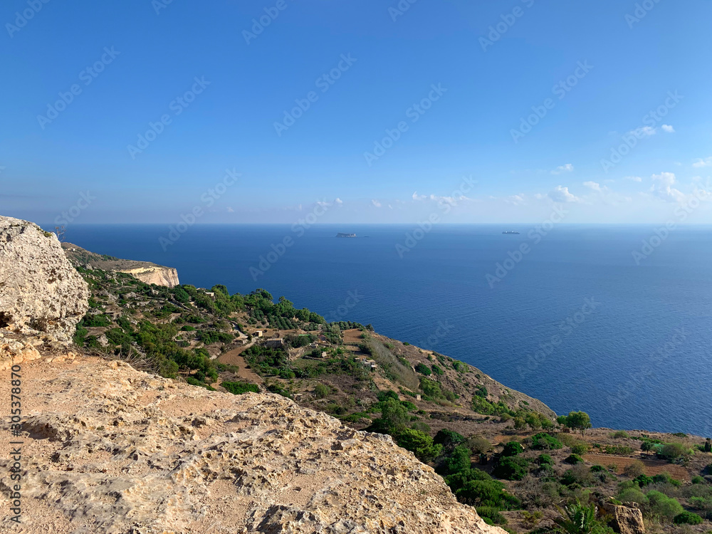 Malta, view from Dingli Cliffs to the mediterranean sea