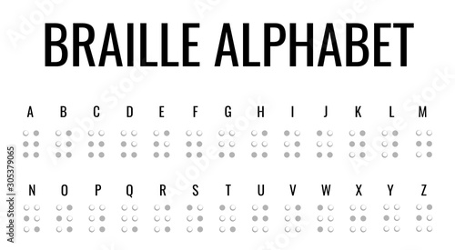 Braille alphabet. Paper style ABC for blind people vector banner. Simple element illustration white paper 3d style concept