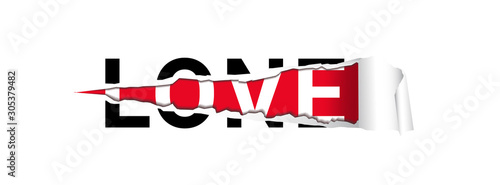Lone-love wordplay text with torn lone word paper layer, showing love word. Lonely people motivation quote.