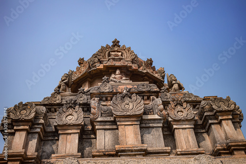 The ruin of ancient temples near the village of Hampi. Krishna Temple. India