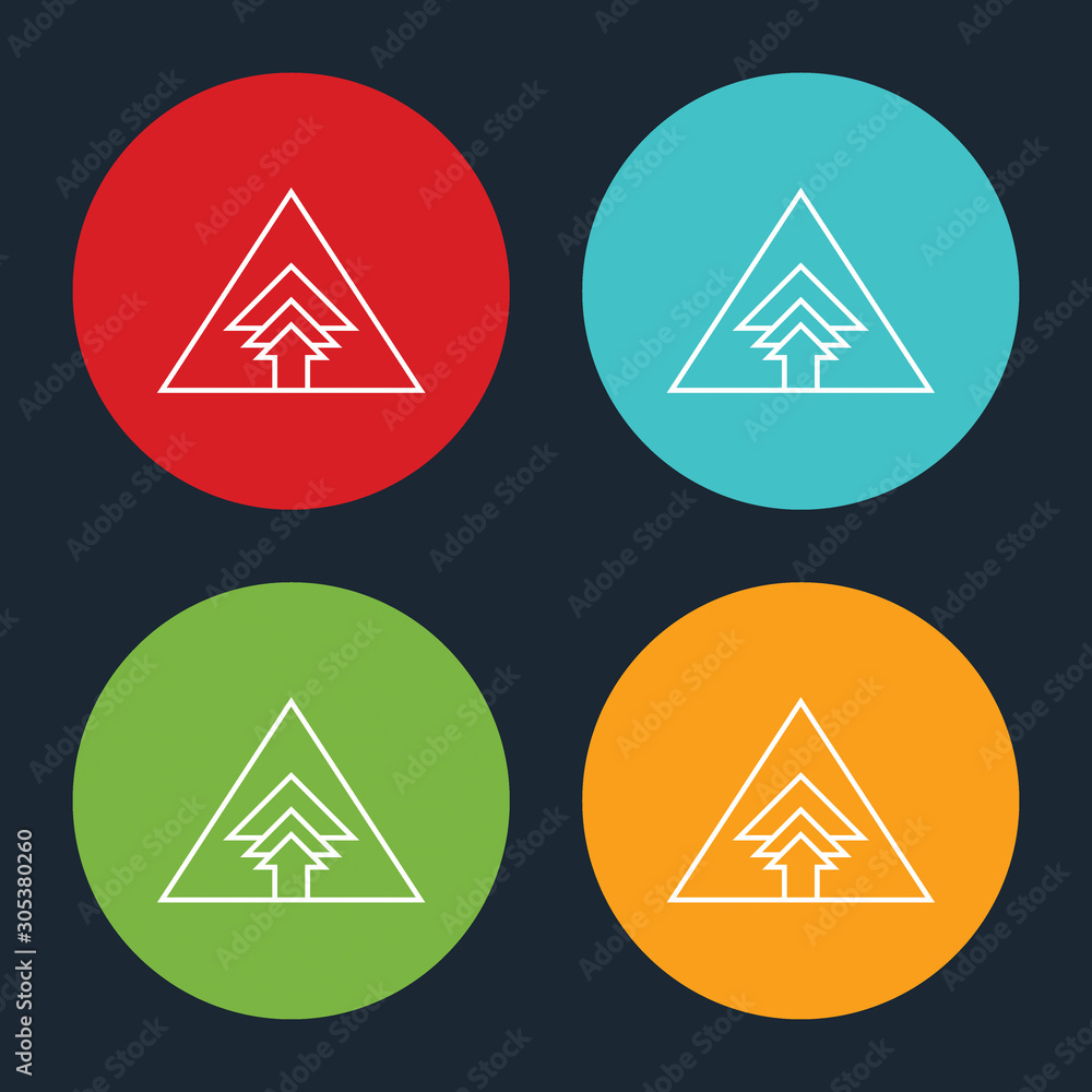 Very Useful Growth Line Icon On Four Color Round Options. Very Useful Growth Line Icon On Four Color Round Options.