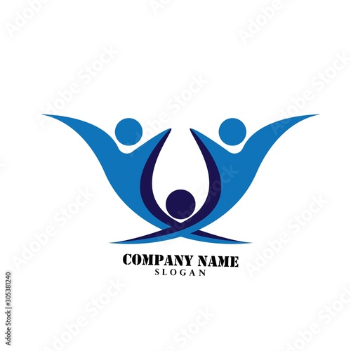 Creative People Care Concept Logo Design Template