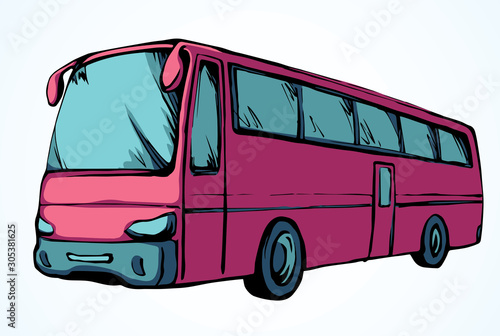 Large intercity bus. Vector drawing