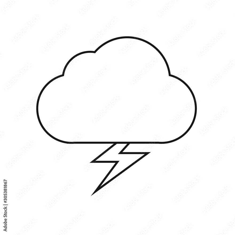 Cloud line icon with lighting weather Cloud line icon with lighting weather