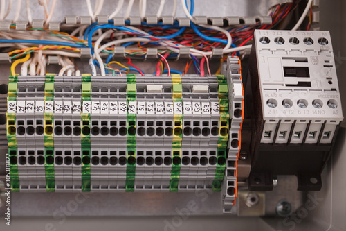 Obraz na płótnie Сonnecting external wires to terminal blocks