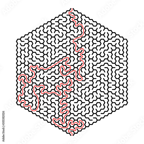 Hexagon maze with solution....