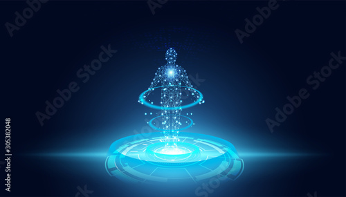 abstract technology futuristic concept of digital human body digital health care health future design on hi tech background.