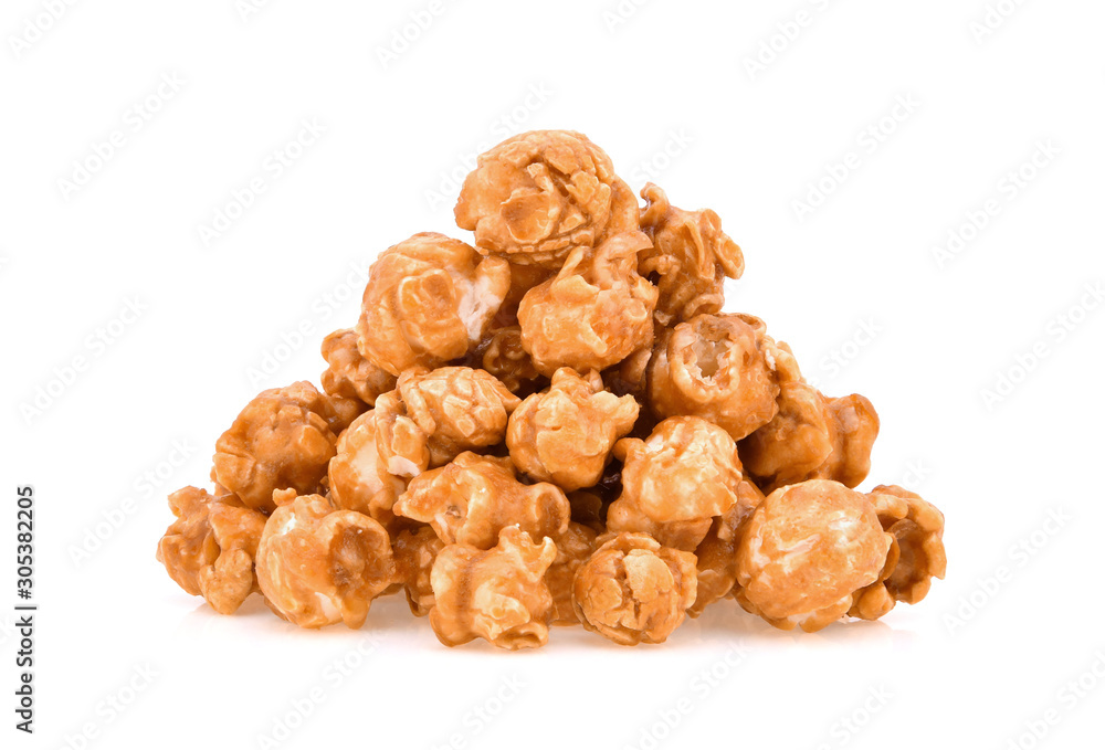 caramel corn isolated on white background. caramel corn isolated on white background.