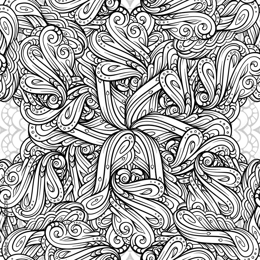 Black and white abstract tangle seamless pattern. Black and white abstract tangle seamless pattern.