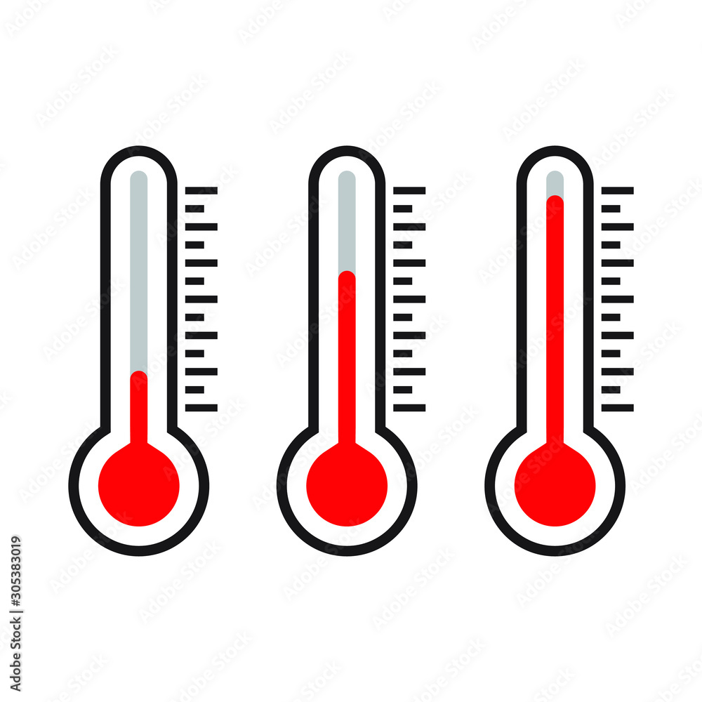 Thermometer icon, red thermometer, isolated vector illustration Thermometer icon, red thermometer, isolated vector illustration