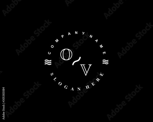 Initial OV vintage logo template 