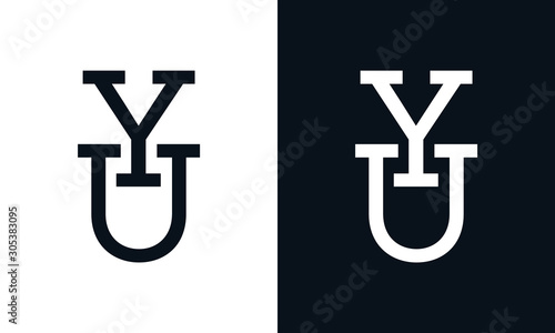 Creative line art letter YU logo. This logo icon incorporate with two letter in the creative way.