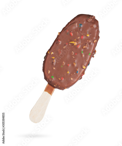 popsicle. Chocolate ice cream bar isolated