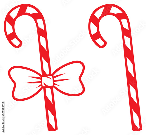 candy cane with bow tie vector illustration