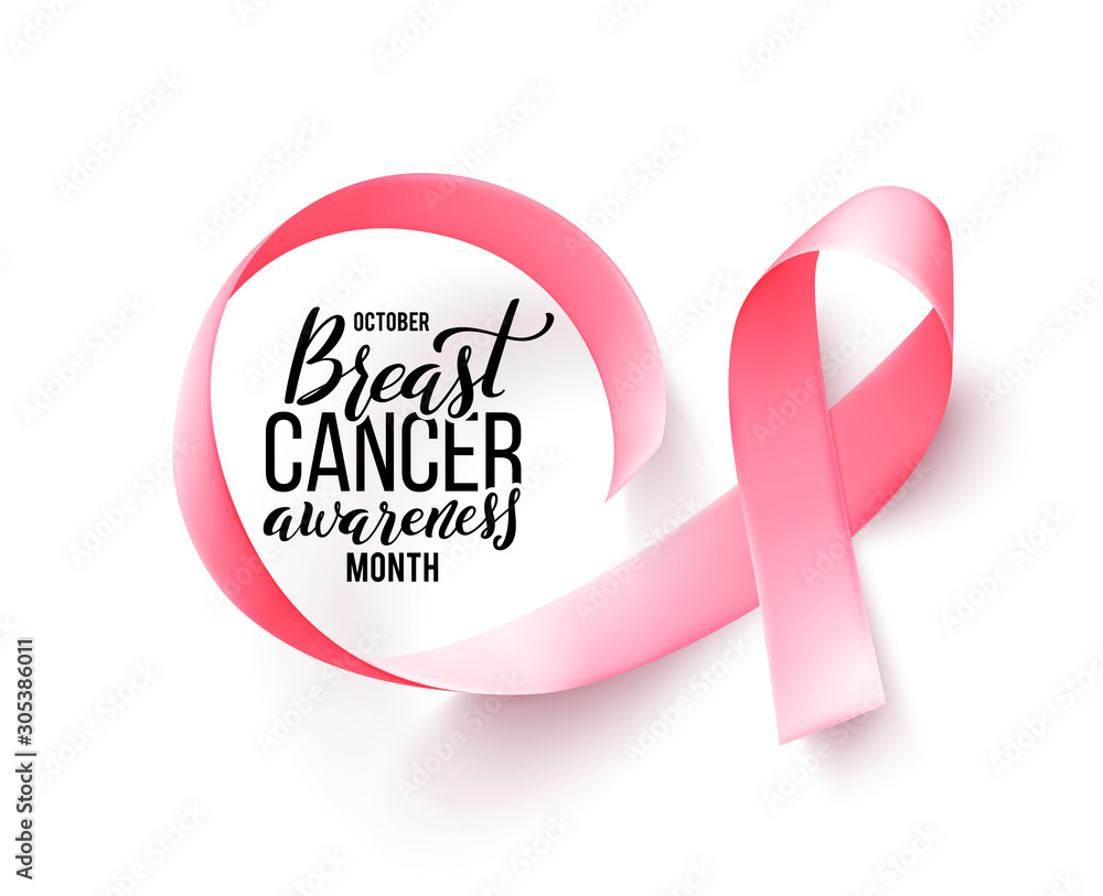 Obraz premium Pink ribbon. Symbol of world breast canser awareness month in october. Vector illustration.