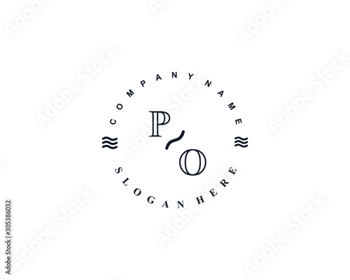 Initial PO vintage logo template	