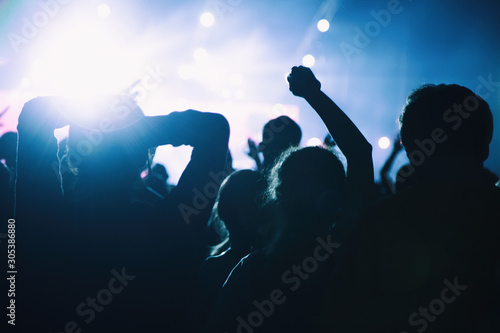 Silhouette of the crowd at a rock concert.