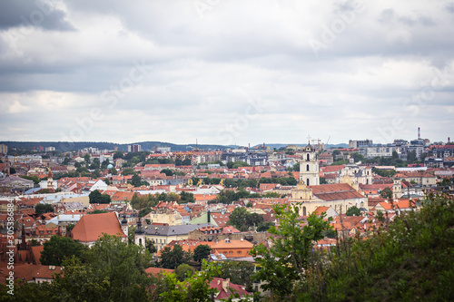 Old city landscape from Gediminas Castle Tower Vilnius Lithuania © julialototskaya