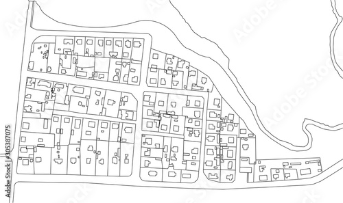 Part of urban plan of a town and river. Vector abstract topographic map for your design.