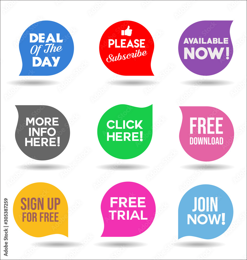 Collection of colorful promo stickers and badges Collection of colorful promo stickers and badges
