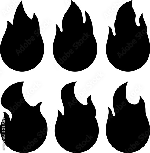 炎のシルエットのセット
