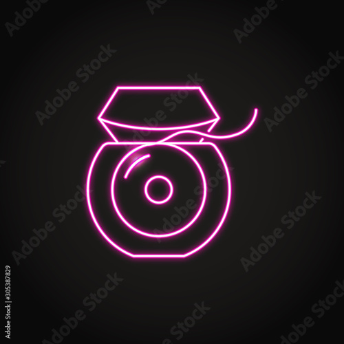 Neon dental floss icon in line style
