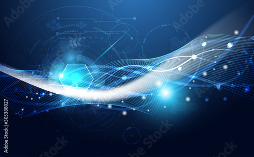 abstract technology concept circle interface Wave flow Science connection futuristic blue.vector illustration