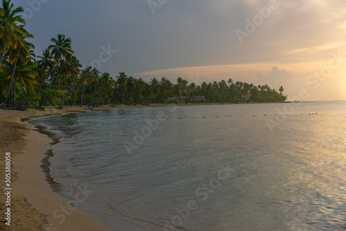 Beautiful tropical beach at sunset  Bahia Principe beach in El Portillo on the Samana peninsula in the Dominican Republic.