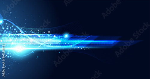 Abstract technology hi tech background concept speed movement motion blur moving fast in the light for template design dark blue .Vector illustration