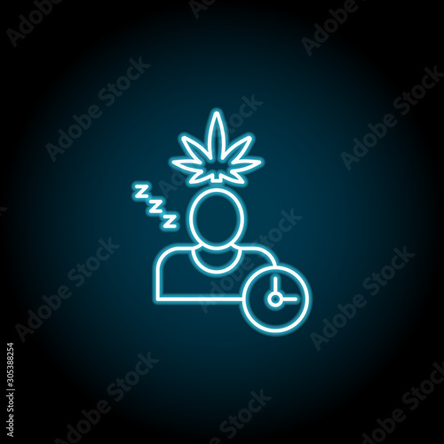Marijuana, sleep, disorder blue neon icon. Simple thin line, outline vector of marijuana icons for ui and ux, website or mobile application