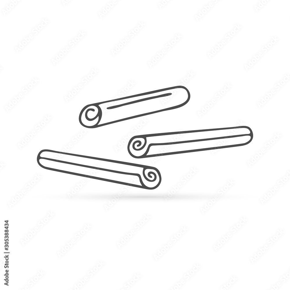 doodle cinnamon icon, kids hand drawing line art, food vector illustration doodle cinnamon icon, kids hand drawing line art, food vector illustration