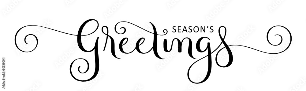SEASON'S GREETINGS black vector brush calligraphy with flourishes SEASON'S GREETINGS black vector brush calligraphy with flourishes