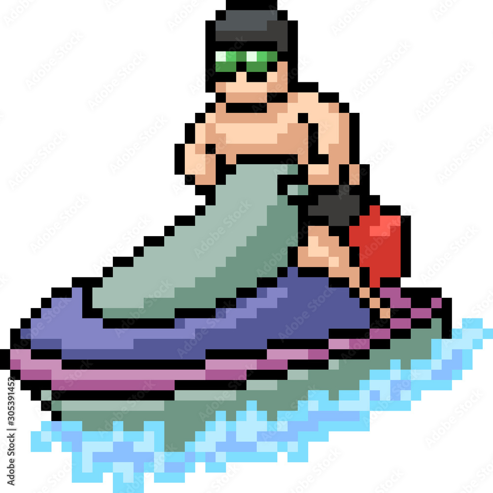 Obraz premium vector pixel art jetski