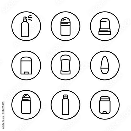Deodorant. Antiperspirant. Vector Icon Set.