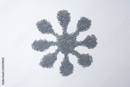 the eight-pointed star made of thermoplastic elastomer grey on a white background