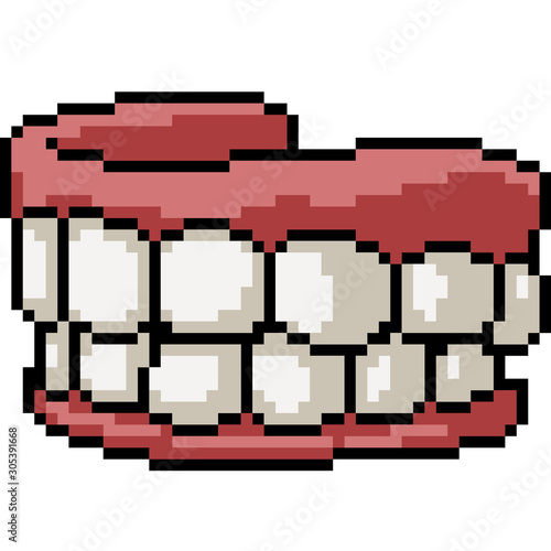 vector pixel art fake teeth